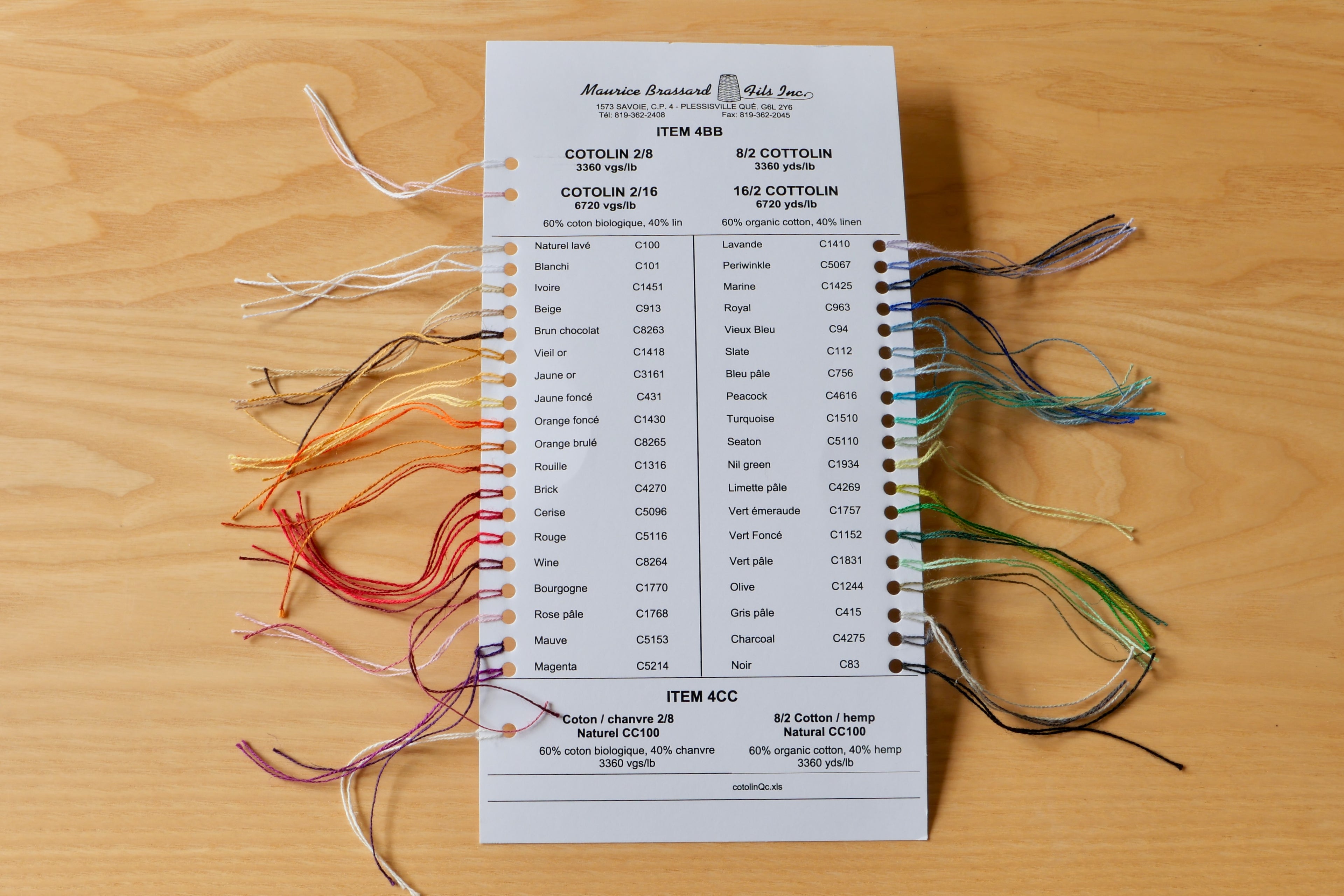 Cottolin Sample Card | M. Brassard